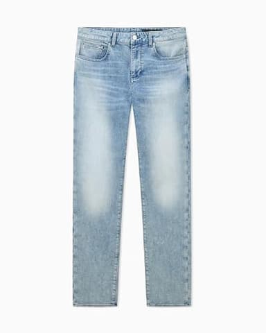 Armani Exchange Men's J14 Slim Fit Denim Jeans, Light Blue Denim, 31W x 32L Long