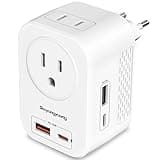 Shayangyoung 220V to 110V Voltage Converter US to Europe International Universal Travel Adapter, 20W PD With 2 USB-A 2 USB-C Port, Worldwide Power Converter Plug Combo US to Spain Italy Greece #WHITE#