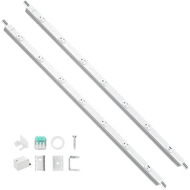 SURAIELEC 2 Pack Under Cabinet Power Strip Hardwire, 6 Tamper Resistant Outlets with USB-A & USB-C, Seamless Under Cabinet Outlet, Power Strip for Kitchen, Workshop, ETL Listed, White