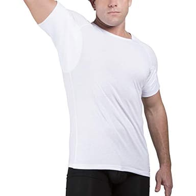 Ejis Sweatproof Undershirt for Men | Crew Neck Cotton | Classic Fit T Shirt with Sweat Pads | Odor Resistant | Blocks Sweat (Medium, White)