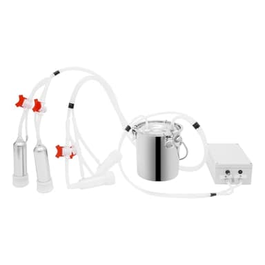 Cow Milking Machine, Electric Portable Milking Machine for Cow & Goat, Adjustable Vacuum Pulsation Automatic Pulsating Livstock Milker, Stainless Steel Bucket w/Auto-Stop (3L)