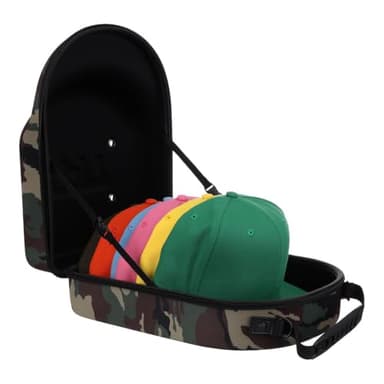 Lids Hat Travel Case – Baseball Cap Carrier for 6 Hats, Durable Camo Exterior with Black Interior, Storage with Handle & Adjustable Shoulder Strap, Hard Hat Organizer for Travel & Closet