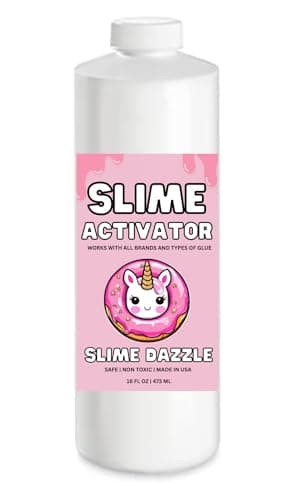 SlimeDazzle Slime Activator Solution 16 OZ – Ready to Use – Easy to Use Works Fast with All Glue Types – Safe Non Toxic– Makes Smooth, Stretchy Slime – Slime Making Supply - Made in USA