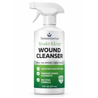 Wound Cleanser Spray, 8 oz - Saline Wound Wash for Cleaning Wounds - No Rinse Solution with Adjustable Nozzle - Good for Sensitive Skin