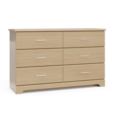 Storkcraft Brookside 6-Drawer Dresser (Driftwood) – GREENGUARD Gold Certified, Wood Dresser for Bedroom, Kids & Nursery Storage Chest, Safety Interlocking Drawers, Pre-Installed Tracks, Kids Chest
