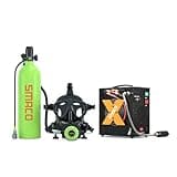 SMACO S700 Scuba Tank with Full Face Diving Mask 1.9L Portable Diving Tank 180° Panoramic Viewing Angle Removable Diving Mask Scuba Tank Kit Diving Oxygen Underwater Breathing Device,C-Green