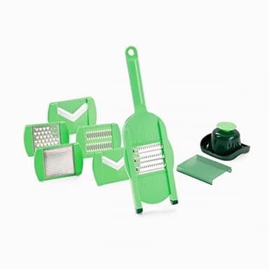 Genius Nicer Dicer Speed Light | Hand Slicer | Set of 8 - Adjustable Slicer Grater Manual with V-Blade | Vegetable Slicer | Vegetable Slicer | Dark Green, Silver, Green
