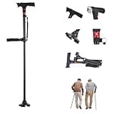 Naxir Stand Secure Walking Cane - Telescopic Sturdy Foldable Adjustable Orthopedic Canes for Seniors Balance Mobility Aid, Mountaineering Rotating Four-Legged Walking Stick with LED Light/Alarm (1pc)