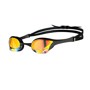 ARENA Unisex Cobra Ultra Swipe Racing Swim Goggles for Men and Women Swipe Anti-Fog Technology Polycarbonate Mirror Lens, Yellow Copper/Black