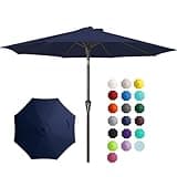 JEAREY 10FT Outdoor Patio Umbrella Outdoor Table Umbrella with Push Button Tilt and Crank, Market Umbrella 8 Sturdy Ribs UV Protection Waterproof for Garden, Deck, Backyard, Pool (Navy Blue)