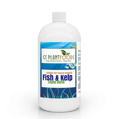 GS Plant Foods Liquid Fish & Kelp Fertilizer (1 Quart) – Organic Material Review Institute Listed Natural Plant Food for Home Gardens, and Vegetables