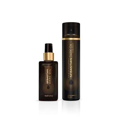 Sebastian Professional Dark Oil Lightweight Hair Styling Oil 3.2 fl oz + Silkening Mist, 4.5 fl oz | Nourishing Blend of Natural Oils for a Smooth, Sleek Finish