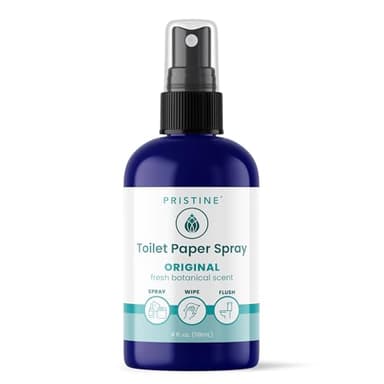 PRISTINE Toilet Paper Spray - As Seen on Shark Tank, More Natural Personal Cleansing Wipes & Flushable Wet Wipes Alternative, Spray Toilet Paper to Create Flushable Wipe, Original, 4 fl oz