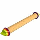 Mepple Rolling Pin with Thickness Rings for Baking,Fondant, Pizza, Pie Crust, Cookie, Pastry, Roller Rod for Dough Thickness, 13.6" Adjustable Wooden Rolling Pin with 4 Thickness Rings