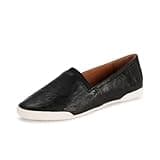 Frye Melanie Slip On Shoes for Women Crafted from Premium Leather with White Rubber Toe Bumpers and Soles, Leather Lining, and Removable Footbeds – 1 ¼” Outsole, Black - 8.5 M