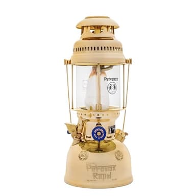 Petromax HK500 Pressurized Lantern, 500 Candlepower with 1 Quart Kerosene Tank for Home, Camping or Emergency Lighting, Hand Assembled High Pressure 400 Watt Lamp, Polished Brass