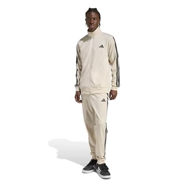 adidas Men's Basic 3-Stripes Tricot Track Suit, Crystal Linen, Large
