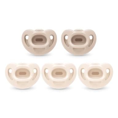 NUK 100% Silicone Comfy Orthodontic Pacifiers, 0-6 Months, Neutral Fashion, Timeless Collection, 5 Count