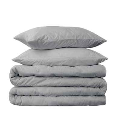 Peru Pima 415 Thread Count Percal King/Cal King Duvet Cover Set - 100% Peruvian Pima Cotton, 3 Piece (1 Cover, 2 Pillowcases) - Cooling, Crisp, Deep Pocket, Hotel Quality Bedding - Slate