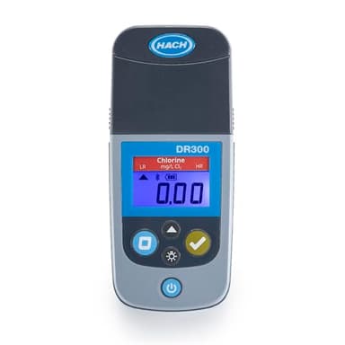 Hach DR300 Pocket Colorimeter, Chlorine, Free + Total, LR/HR, Waterproof, Portable, for Reliable Water Quality Testing, Easy-to-Use Interface, Large Backlit Display, with Carry Case, LPV445.97.00110