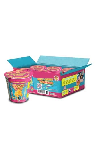 Korean Bros Spicy Cheese Tteokbokki Cups (6 Pack) - Instant Tteokbokki Rice Cakes, Korean Street-Style Snack or Meal