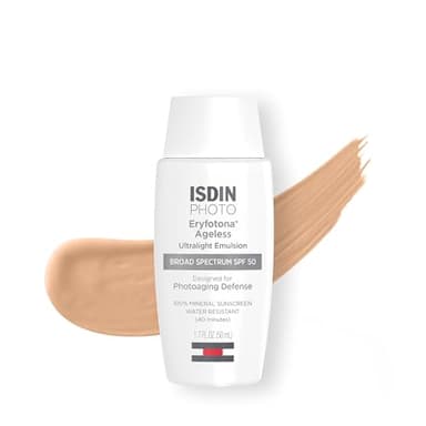 ISDIN Eryfotona Ageless Tinted Mineral Sunscreen SPF 50, Anti-Aging Face Sunscreen with Zinc Oxide, DNA Repairsomes & Vitamin E, Universal Tint No White Cast, Dermatologist Recommended, 1.7 Fl Oz