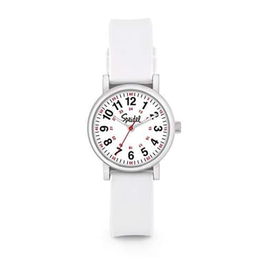 Speidel Scrub Petite Watch for Nurses, Medical Professionals, Mens and Womens Watch with Second Hand Nursing, Nurse Watches for Women Men, Waterproof 12 and 24 hr Time - White