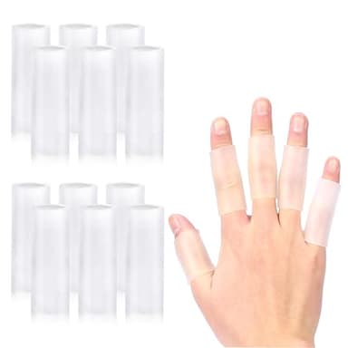 salbsever 20 Pcs Finger Sleeves Protectors Silicone Finger Sleeve Gel Finger Sleeve Protectors Finger Covers Cushions and Protects Rubber Finger Shields Provide Relief forCracked Finger