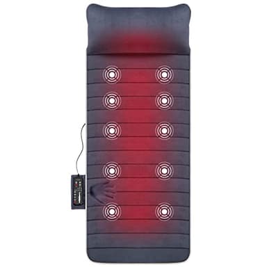 Snailax Memory Foam Massage Mat with Heat, 10 Vibrating Motors Full Body Massager Pad for Back Pain Relief, 6 Heating Pads for Neck, Lumbar, and Leg - Gifts for Mom