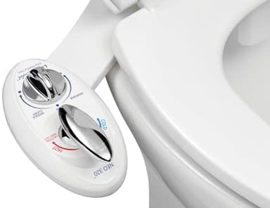 LUXE Bidet NEO 320 - Warm Water, Dual Nozzle, Self-Cleaning, Non-Electric Bidet Attachment for Toilet Seat, Adjustable Water Pressure, Rear & Feminine Wash (White)