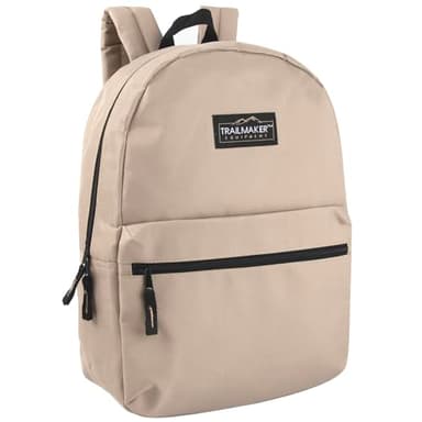 Trail maker Classic 17 inch Backpacks with Adjustable Padded Straps | School Backpacks for Girls, Boys (Khaki)