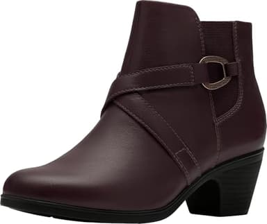 Clarks Women’s Emily2 Henley Leather Ankle Zip Bootie, Chocolate, 8