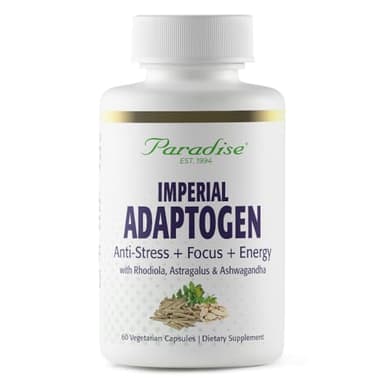 Paradise Herbs, Imperial Adaptogens, with Ashwagandha, Astragalus, Rhodiola, Proprietary Adaptogen Blend for Stress Support, Focus & Energy, 60 Vegetarian Capsules