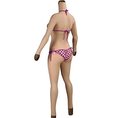 Yuewen 7th Generation Silicone Body Suit for Crossdressers Silicone Breast Plate Full Body Suit Can Insert And Pee (Beige, E Silicone Filler With Zipper)