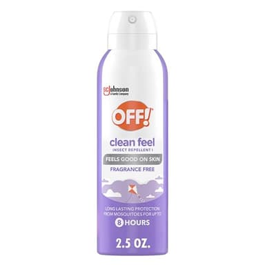 Off! Clean Feel Travel Size Insect Repellent Aerosol with 20% Picaridin - Bug Spray for Long-Lasting DEET-Free Protection from Mosquitoes, Fragrance-Free Pest Control for Ticks & Flies, 2.5 oz