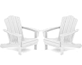 KINGYES Folding Adirondack Chair Set of 2, HDPE All-Weather Folding Adirondack Chair, White