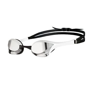 ARENA Unisex Cobra Ultra Swipe Racing Swim Goggles for Men and Women Swipe Anti-Fog Technology Polycarbonate Mirror Lens, Silver/White