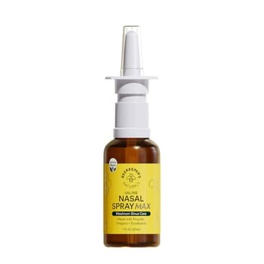 Beekeeper's Naturals Propolis Nasal Rinse Spray Max, Relief for Adults w/Eucalyptus, Oregano & Saline, Clears Nasal Congestion, Moisturizes Sinus Canal, & Decongest Sinus Cavities, 1 fl oz