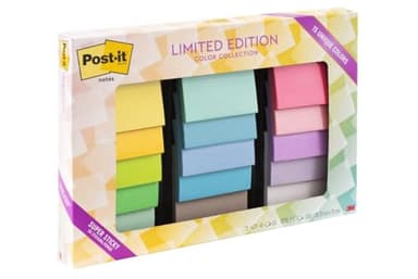 Post-it Super Sticky Notes, 15 Sticky Note Pads, 3 x 3 in, School Supplies, Office Products, Notes for Vertical Surfaces, Monitors, Walls and Windows, Assorted Colors