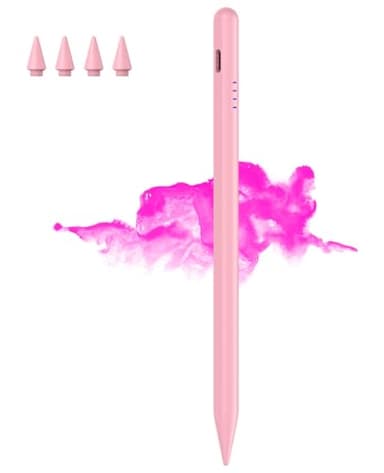 Stylus Pen for iPad 2018-2025, 20Mins Fast Charge for Apple Pencil with Tilt & Palm Rejection, Digital Pens Compatible with iPad 6th-10th/A16, Pro 11”/12.9"/13"/M4, Air 3/4/5/M2/M3, Mini 5/6 -Pink