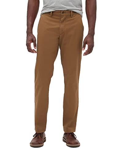 GAP Mens Essential Straight Fit Khakis, Palomino Brown Global, 34W x 30L US