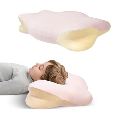 RESTIRY Memory Foam Toddler Pillow, Breathable Cooling Removable Pillowcase, Kids Pillow for Sleeping, Ergonomic Contour Neck Pillow for Back & Side & Stomach Sleeping 12x22 in (Pink)