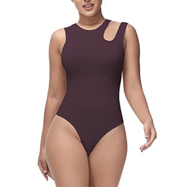 Soo slick Shapewear Bodysuit for Women|Tummy Control Tops Cutout Sleeveless|Thong Sculpting with Removable Padding Waist Compression
