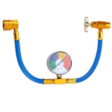 R134A AC Refrigerant Charge Hose Kit, 1/2’’ Self-Sealing Valve Can, and Recharge Hose with Pressure Gauge, Fits for Car AC Air Conditioning Refrigerant