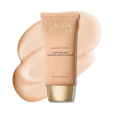 LAURA GELLER NEW YORK Quench-n-Tint Tinted Moisturizer - Sheer to Light Buildable Coverage - Natural Glow Finish - Lightweight Formula with Hyaluronic Acid, 01 Porcelain/Fair