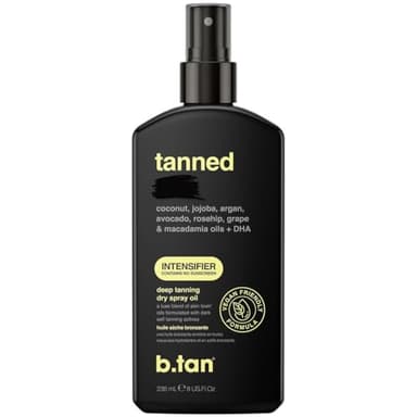 b.tan Best Tanning Oil | Get Tanned Intensifier Dry Spray - Fast, Dark Outdoor Sun Tan From Tan Accelerating Actives, Packed with Moisturizing Oils, No SPF, Austrailian Brand, 8 Fl Oz