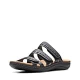 Clarks Collection Women's Laurieann Cove flats-sandals, Black Leather, 8 Medium US
