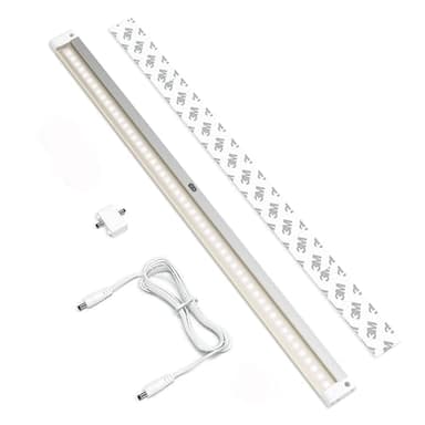 EShine Extra Long 20 inch LED Dimmable Under Cabinet Lighting Strip, NO Sensor, White, with Accessories (No Power Supply Included), Warm White (3000K)