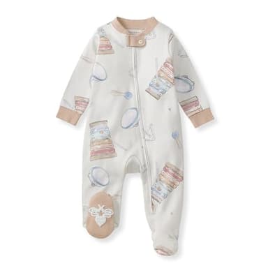 Burt's Bees Baby Boys' Organic Cotton Sleep and Play Footed Pajamas, One-piece Zip Front Romper, Baby Essentials