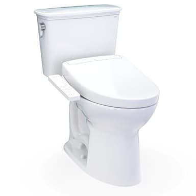TOTO® Drake® Transitional WASHLET®+ Two-Piece Elongated 1.28 GPF Universal Height TORNADO FLUSH® Toilet with S2 Bidet Seat, Cotton White - MW7863346CEFG#01